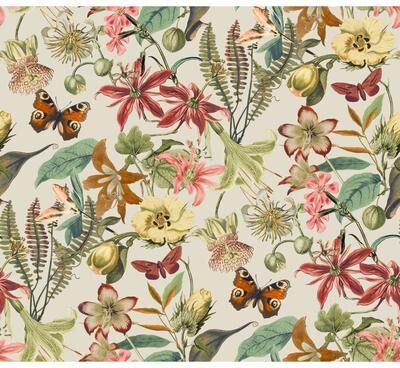 York Wallcoverings Butterfly House Light Taupe & Coral Wallpaper