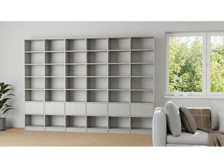 Bibliothèque large - Adaptez le design qui vous plaît en quelques minutes Mélaminé premium Gris