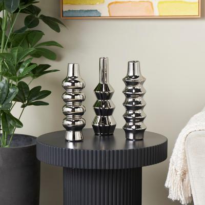 ARCILLA ELEMENTAL Ceramic Bubble Inspired Abstract Vase with Varying Shapes (Set of 3)