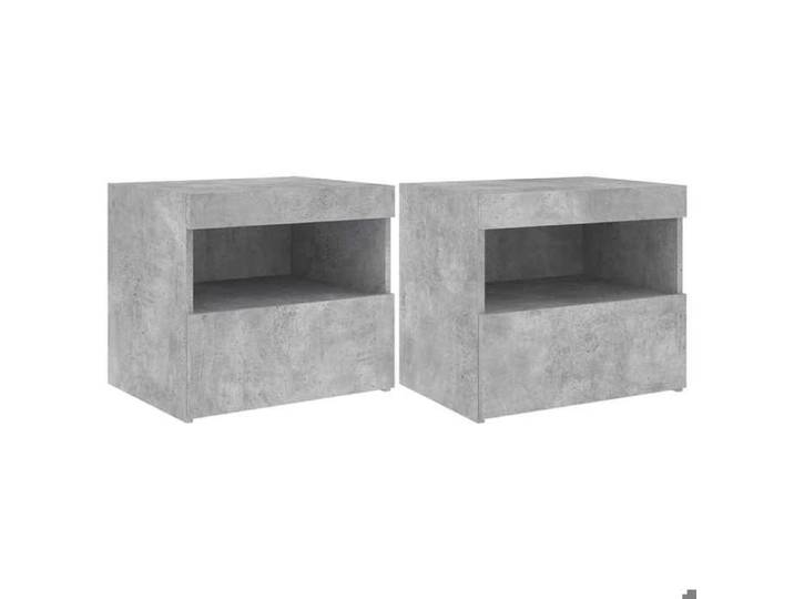 “Winter Sale TOP Armoire de lit Gris - Tables de chevet avec lumières LED 2 pcs gris béton 50x40x45cm PRO42833