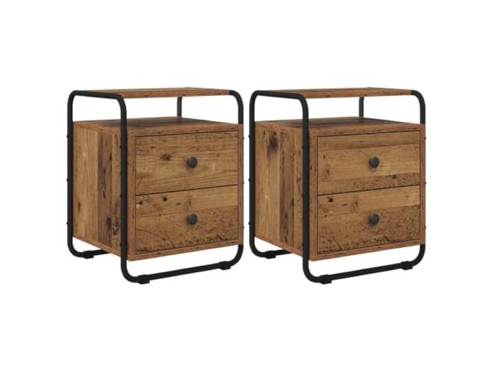 Makastle Nachttisch 2er Set, Beistelltisch Altholz Holzwerkstoff