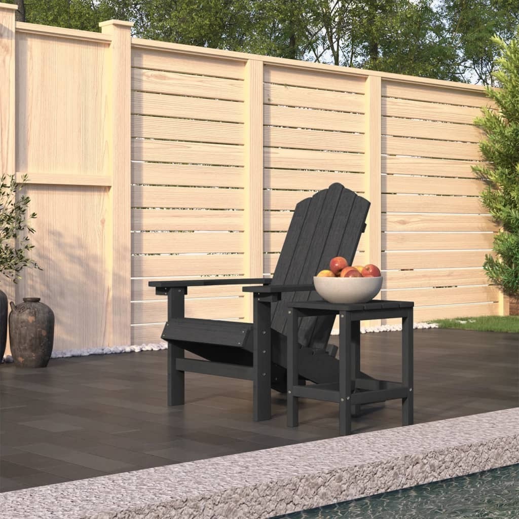 The Living Store Adirondack-Gartenstuhl mit Tisch HDPE Anthrazit