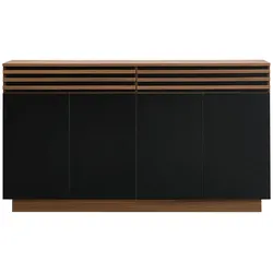SIDEBOARD in Holzoptik und Schwarz, mit 4 Türen und 2 Schubladen