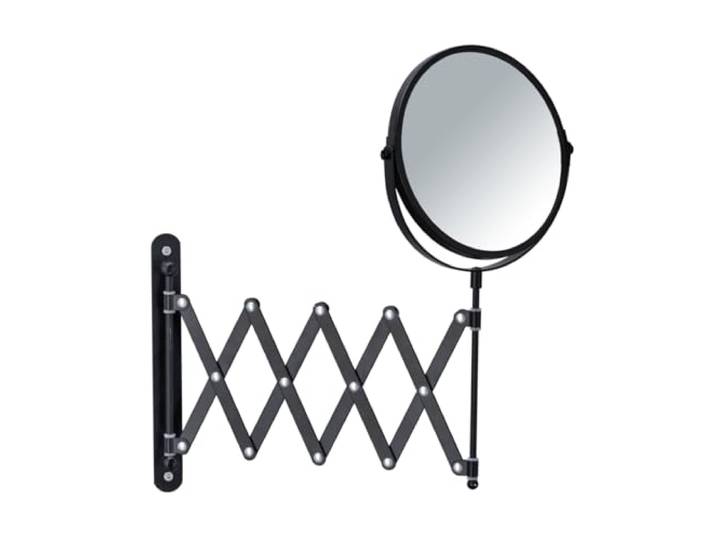 WENKO Miroir cosmétique mural à bras télescopique Noir Miroir mural télescopique avec grossissement de 3 fois Noir