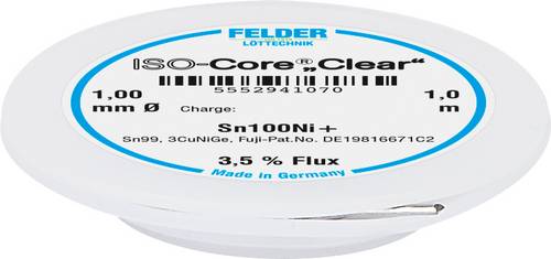 Felder ISO-Core "Clear" Sn100Ni+ Lötzinn Spule Sn99,25Cu0,7Ni0,05 1mm