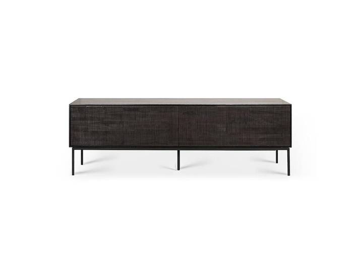 ETHNICRAFT meuble TV GROOVES 162 cm (Noir - Teck et métal)
