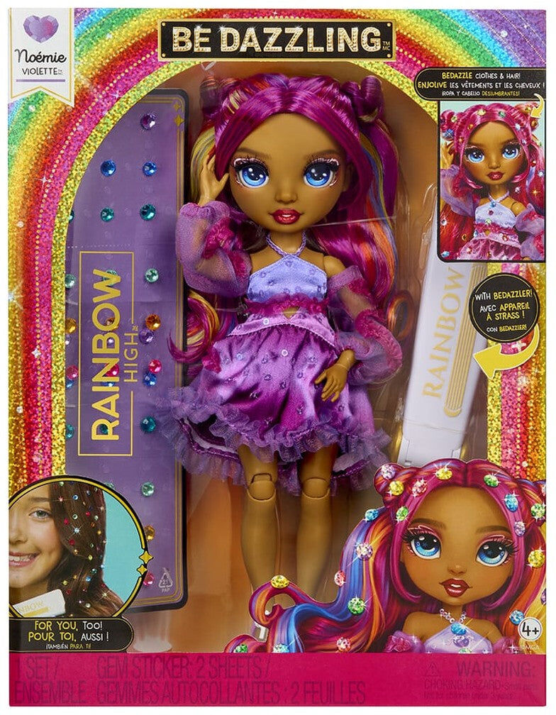 Rainbow High Be Dazzling Noémie Violette Purple Fashion Doll with Bedazzling Kit for Kids, 28 cm, Purple, MGA Entertainment