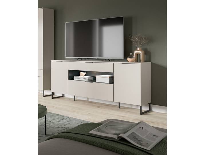 Sideboard Noida , Kaschmir / schwarz mit 2er Set LED Beleuchtung