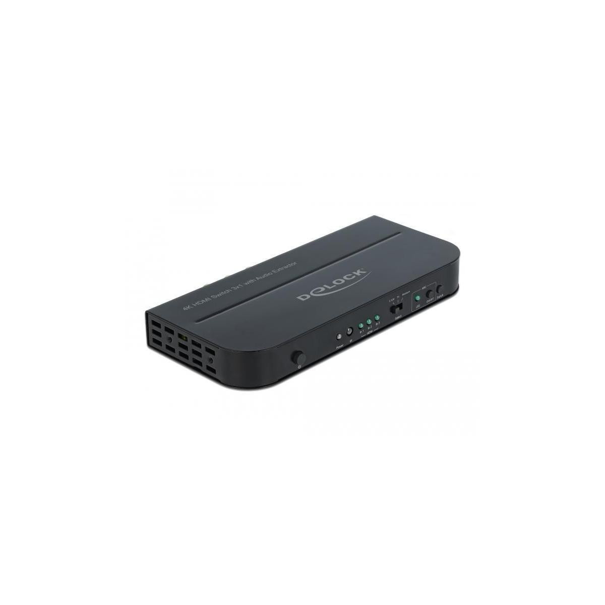 Delock HDMI-schakelaar met 3 HDMI-ingangen, 1 HDMI-uitgang, 4K 60Hz en audio-extractor