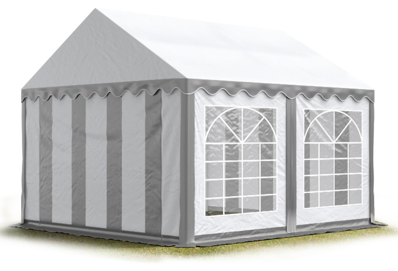 TOOLPORT Partyzelt Festzelt 3x4 m Garten-Pavillon PVC Plane 700 N in grau-weiß Wasserdicht