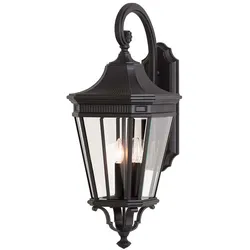 Außenleuchte Wandlampe Laterne Antik ALU Glas Schwarz H 76,2 cm Gartenlampe