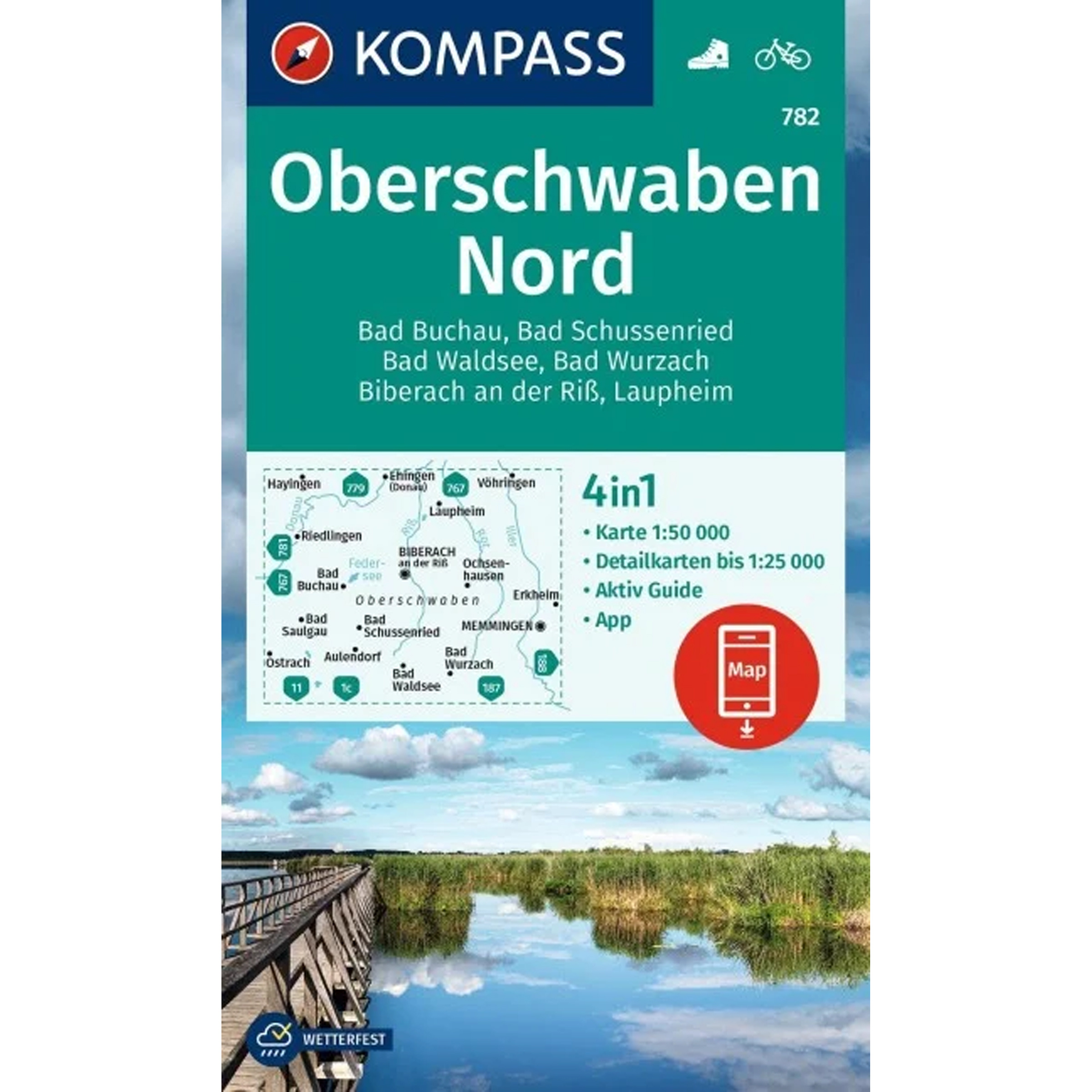 Kompass Verlag WK 782 Oberschwaben Nord Topografische Karten tuerkis