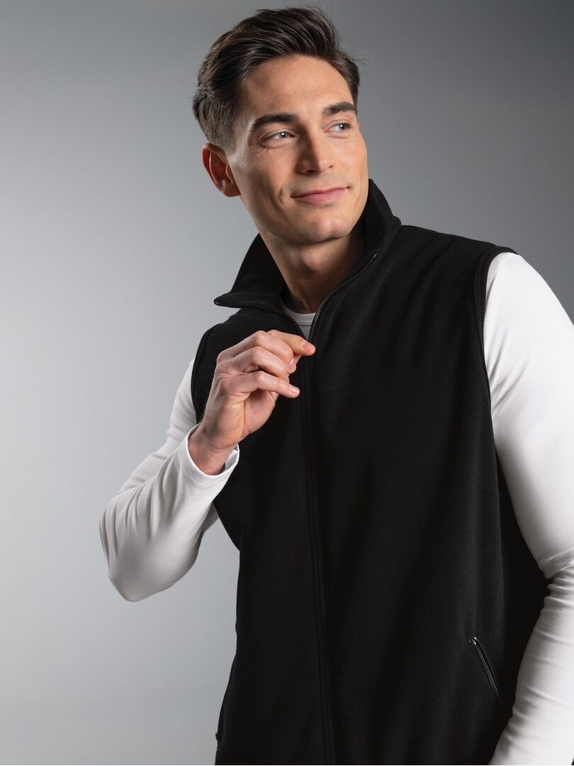 Fleeceweste TRIGEMA "TRIGEMA Fleeceweste", Herren, Gr. XL, schwarz, 100% Polyester, lang, Westen Fleeceweste