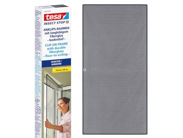 tesa Insect Stop Anklips-Rahmen Fliegengitter - bodentief - 1,2 x 2,4 m