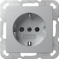 Schutzkontaktsteckdose Typ F 16 Ampere 250 Volt mit Steckklemmen Unterputz aluminium, Retail