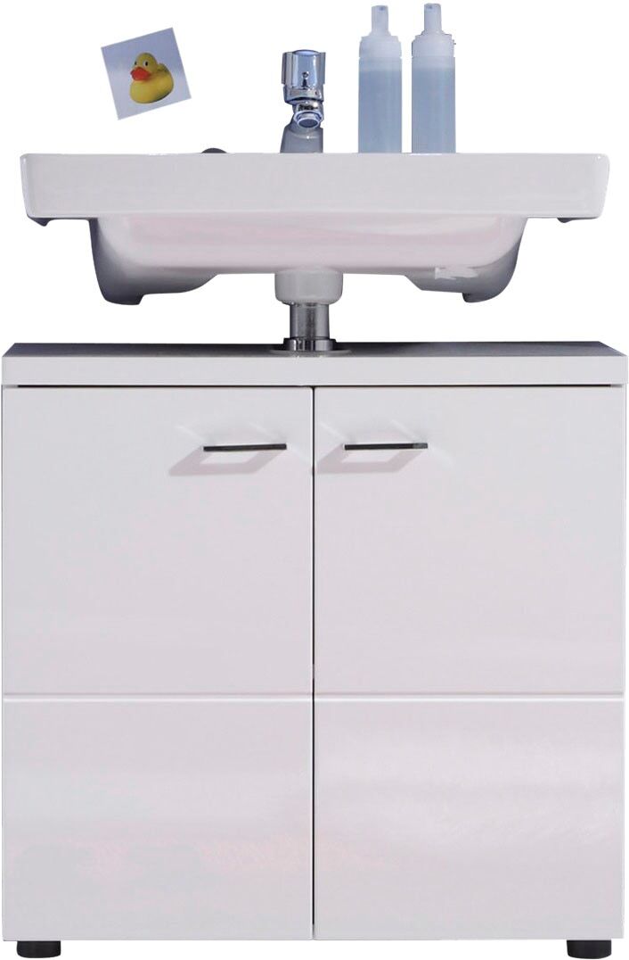 Waschbeckenunterschrank TRENDTEAM "Nightlife", weiß matt, weiß hochglanz, B:65cm H:35cm T:63cm, Schränke, Waschbeckenunterschrank, Waschbeckenunterschrank mit 2 Türen - (B/T/H) 65/35/63 cm weiß matt, weiß hochglanz B/H/T: 65cm x 35cm x 63cm