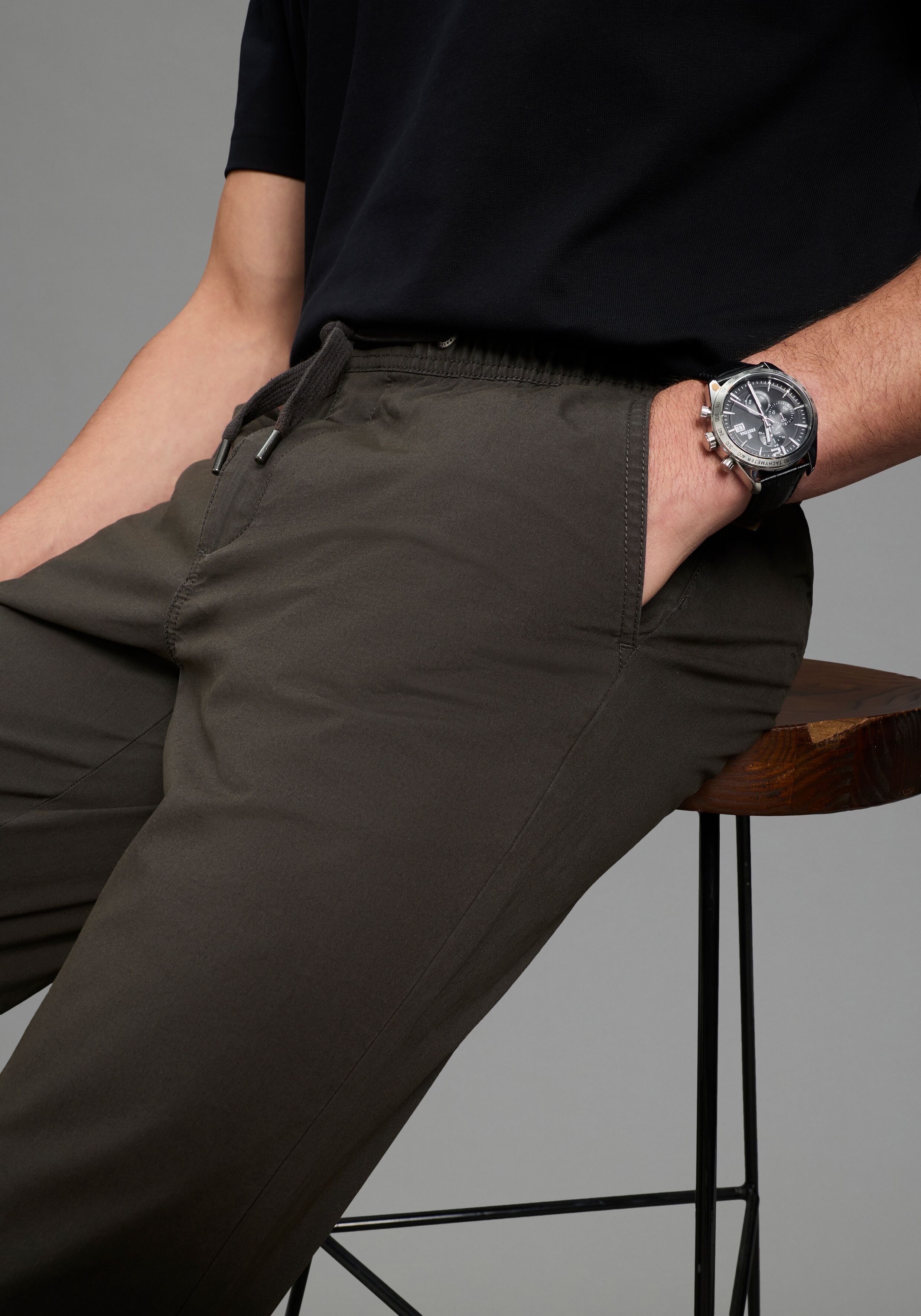 Schlupfhose BRUNO BANANI, Herren, Gr. S, N-Gr, braun (anthrazit), Web, Obermaterial: 98% Baumwolle, 2% Elasthan, unifarben, bequem lang, Hosen Schlupfhose, bequem und angesagt anthrazit S, N-Gr