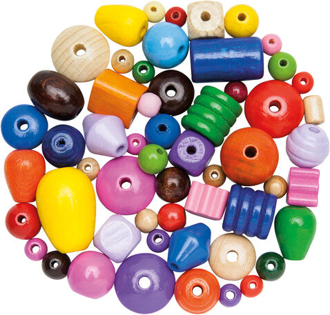Holzperlenmix, bunt, 500 g