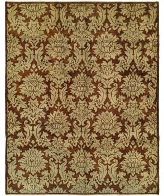 KALATY Carol Hicks Bolton Floral Hand-knotted Brown/Ivory/Green Wool/Cotton Indoor Area Rug