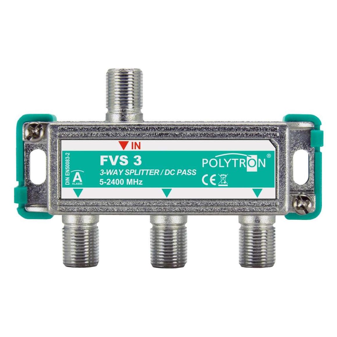 Polytron F-Verteiler 3-fach 5-2400MHz FVS 3 DC-Durchgang 3061600 (Verteiler) (3061600)