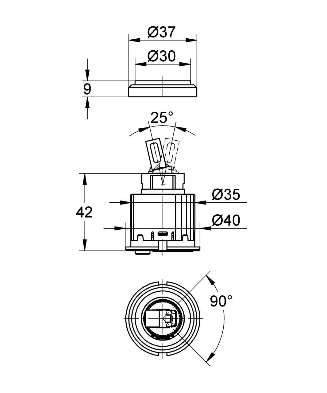 Grohe EICHELBERG Keramik-Kartusche 440999 mit Ecom-Funktion, 44099900 44099900