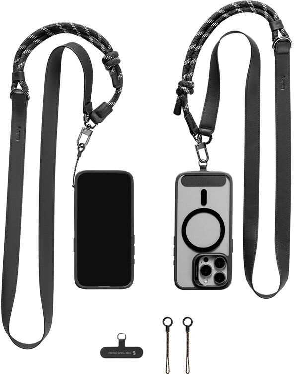 SmallRig Kunstlæder Lanyard Skulderstrop til Mobil m. Justerbar Længde - Sort