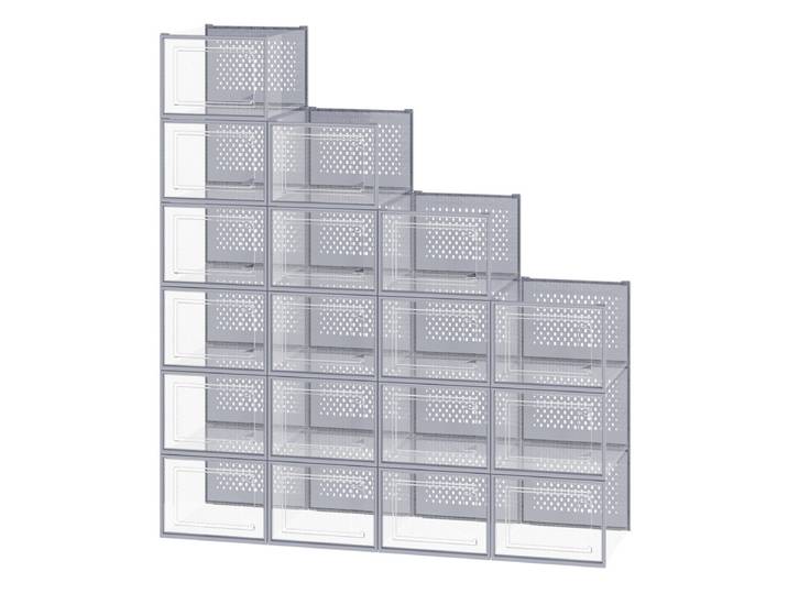 JOYFURNOS Lot de 18 Boîtes de Rangement Empilables pour Baskets, Organisateurs de Chaussures Pliables pour Armoire, Transparentes et Grises