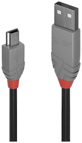 LINDY USB-Kabel USB 2.0 USB-A Stecker, USB-Mini-B Stecker 3.00m Schwarz 36724