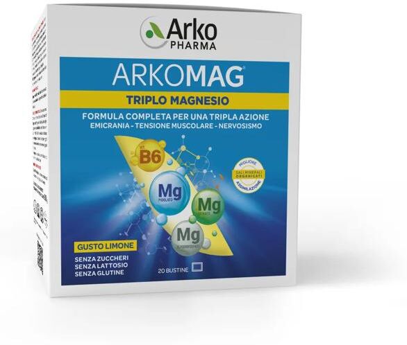 Arkopharma Arkomag Triplo Magnesio 20 Bustine Integratore Antifatica Muscoli-Nervi