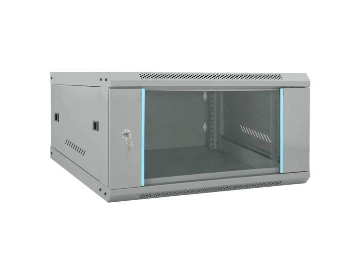 vidaXL Netzwerkschrank mit Speicher Grau 60 x 60 x 35 cm Stahl