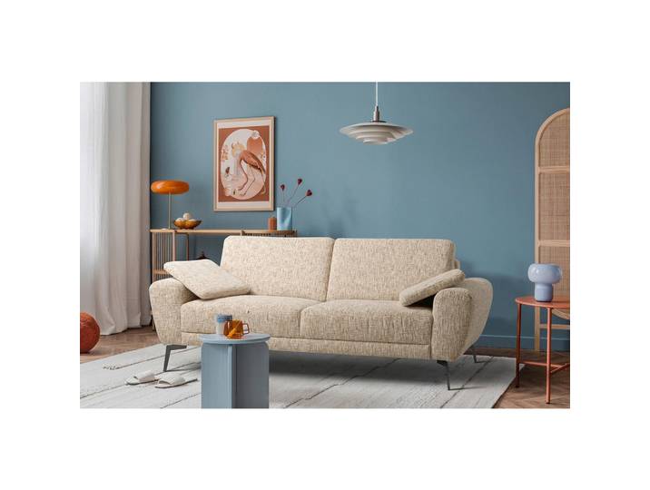 Livetastic 3-Sitzer-Sofa, Beige, Metall, Füllung: Schaumstoff, Vlies, 187x85x92 cm, Rücken echt, Armteil links, Armteil rechts, Stoff-/Lederauswahl, Wohnzimmer, Sofas & Couches, 3er Sofas
