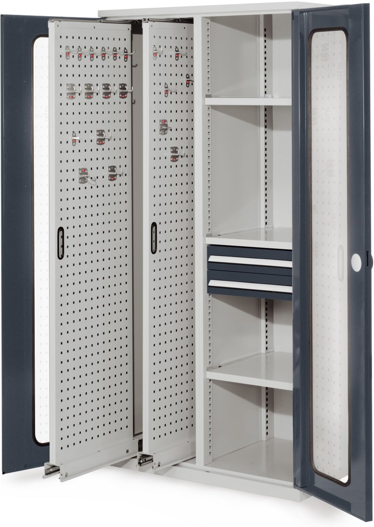 Kappes Vertikalschrank RasterPlan Mod. 81 RAL 7035/7016 Sichtfenstertür mit Ausstattung (1465.02.5024)