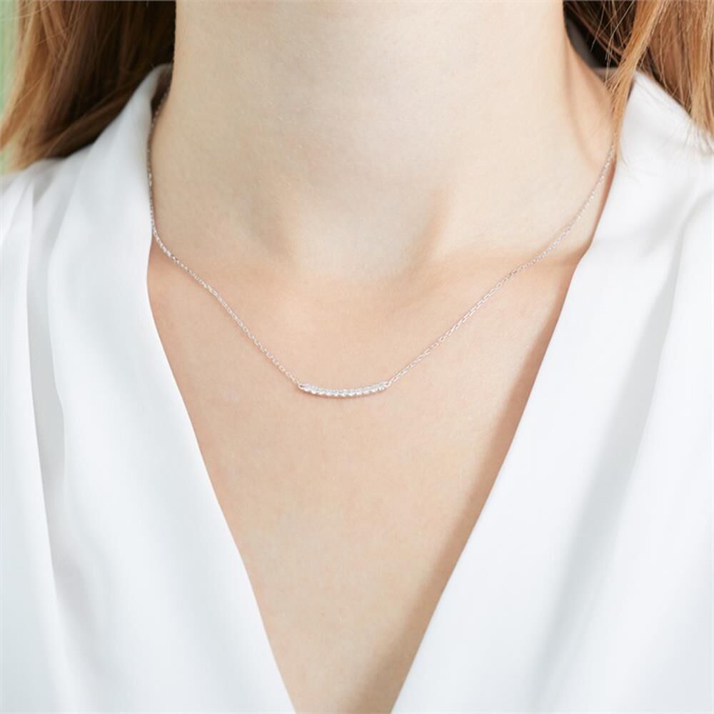 Unique Kette aus 14-karätigem Weißgold mit Diamanten silber