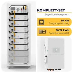 Deye Hybrid-Wechselrichter SUN-50K-SG01HP3-EU-BM4 mit 6 x Deye BOS-G Pro mit 3U-LRack | 50 kW & 30,72 kWh