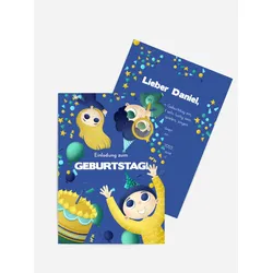 Einladungskarten Kindergeburtstag selbst gestalten mit Spruch und Fotos im Onlinedesigner bei Meine-Kartenmanufaktur.de