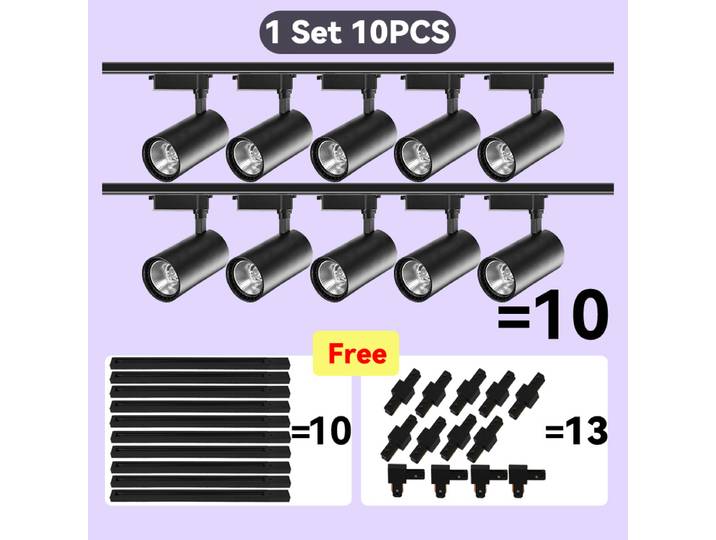 Kit d'éclairage sur rail LED, luminaires de plafond, éclairage sur rail 220V, projecteur sur rail LED, éclairage LED pour cuisine, magasin, maison