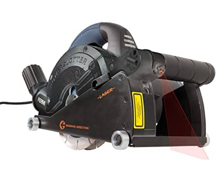 FERM Rainureuse 1650W 150mm\, Laser - Incl. 2 Lames Diamant et Adaptateur D'aspirateur