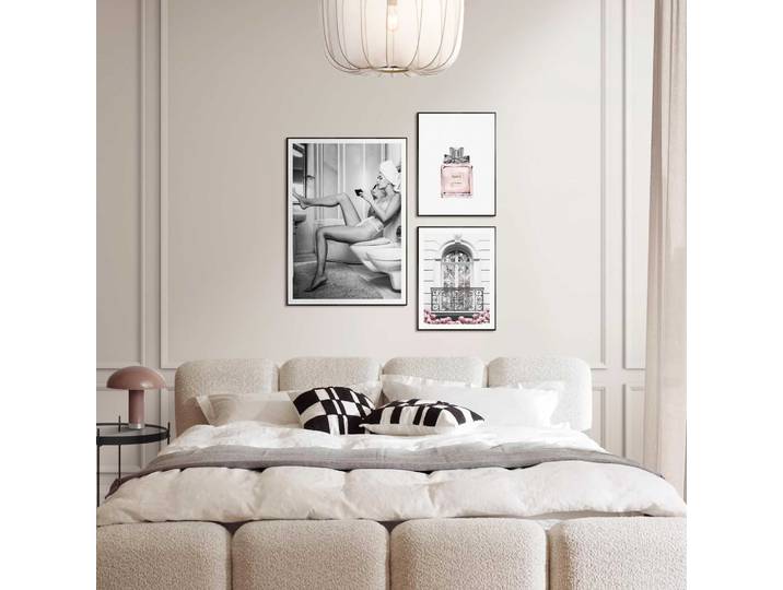 Bild mit Rahmen REINDERS Pariser Vorbereitungen , farbe bild(er): schwarz, weiß, Bilder, B/H/T: 50cm x 70cm x 4,8cm, Menschen, 3 Stk., MDF, Bild mit Rahmen, Schlafzimmer - Schwarz-Weiss - MDF - Frauen - 50x70 cm, B:50cm H:70cm T:4,8cm
