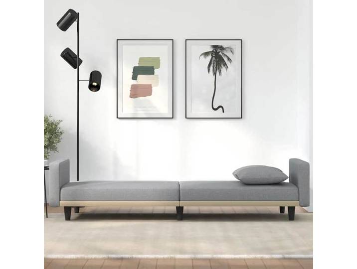 （Gris）Siège de Salon - Canapé-lit avec coussins gris clair tissu - Sofa-canapé hfs67900