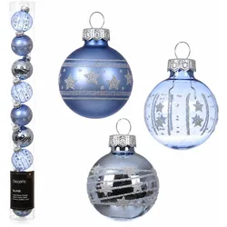 Christmas Decorations 9 Weihnachtskugeln Glas mit Motiven 3cm Christbaumkugeln Weihnachtsbaumkugeln Christbaumschmuck Weihnachtsbaumschmuck Dämmerungsblau Mix transparent