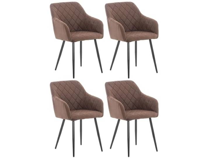 CLP 4er Set Esszimmerstuhl Shila I Samt I Stoff I Gesteppt I Mit Bodenschonern Farbe braun Material Stoff
