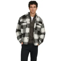 Only & Sons Herren Hemdjacke ONSZACK OVERSHIRT OTW - Relaxed Fit - 22036110 Black CHECKS - S