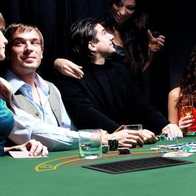 "HomCom 72"" 7 Player Foldable Half Poker Table - Blue/Black"