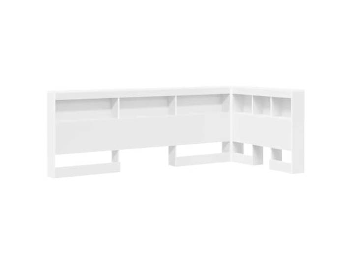 Makastle Aufbewahrungskopfteil Weiß Holzwerkstoff L-Form 207,5 cm Mit Ladestation