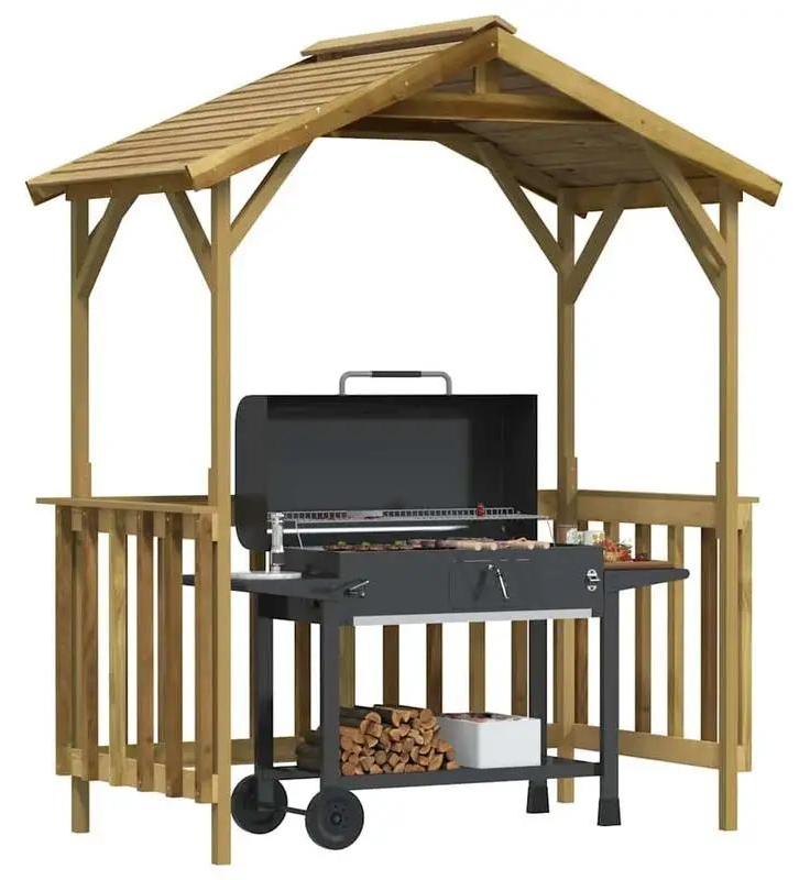 Grillpavillon - BBQ Überdachung - Kunststoffgestell 163,5x93x210 cm - Schrägdach - Gelb