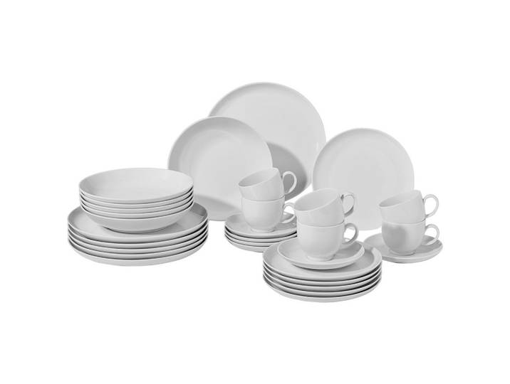 Seltmann Weiden Kombiservice Lido, Weiß, Keramik, 30-teilig, Made in Germany, Essen & Trinken, Geschirr, Geschirr-Sets, Kombiservice