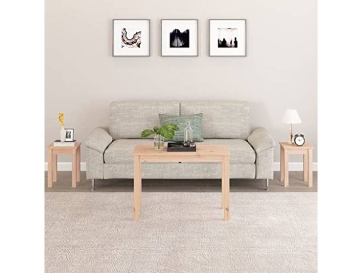 Beistelltische, 3 Stück, massives Kiefernholz Modernes Design, platzsparend, Verwendung im Wohnzimmer oder Nachttisch, Wandbefestigung im Lieferumfang enthalten
