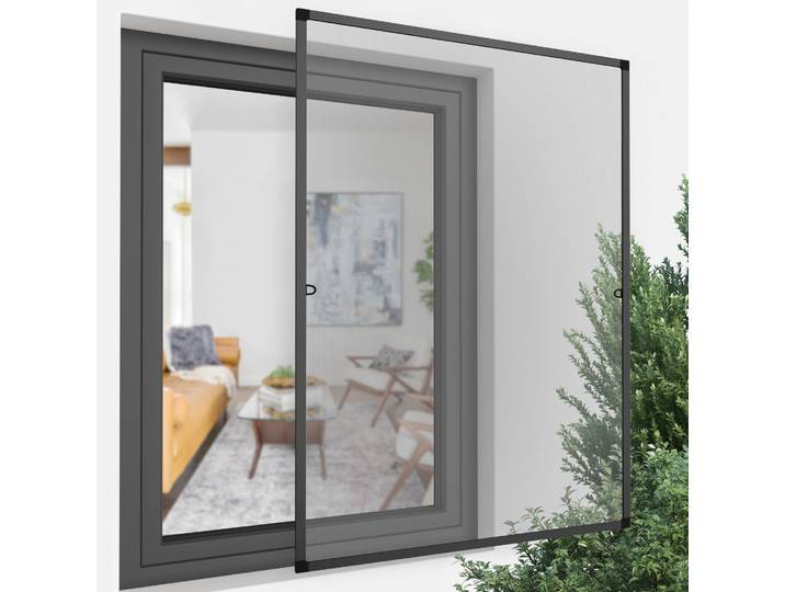 Insektenschutz Spannrahmen Fenster-Fliegengitter 100x150 cm,