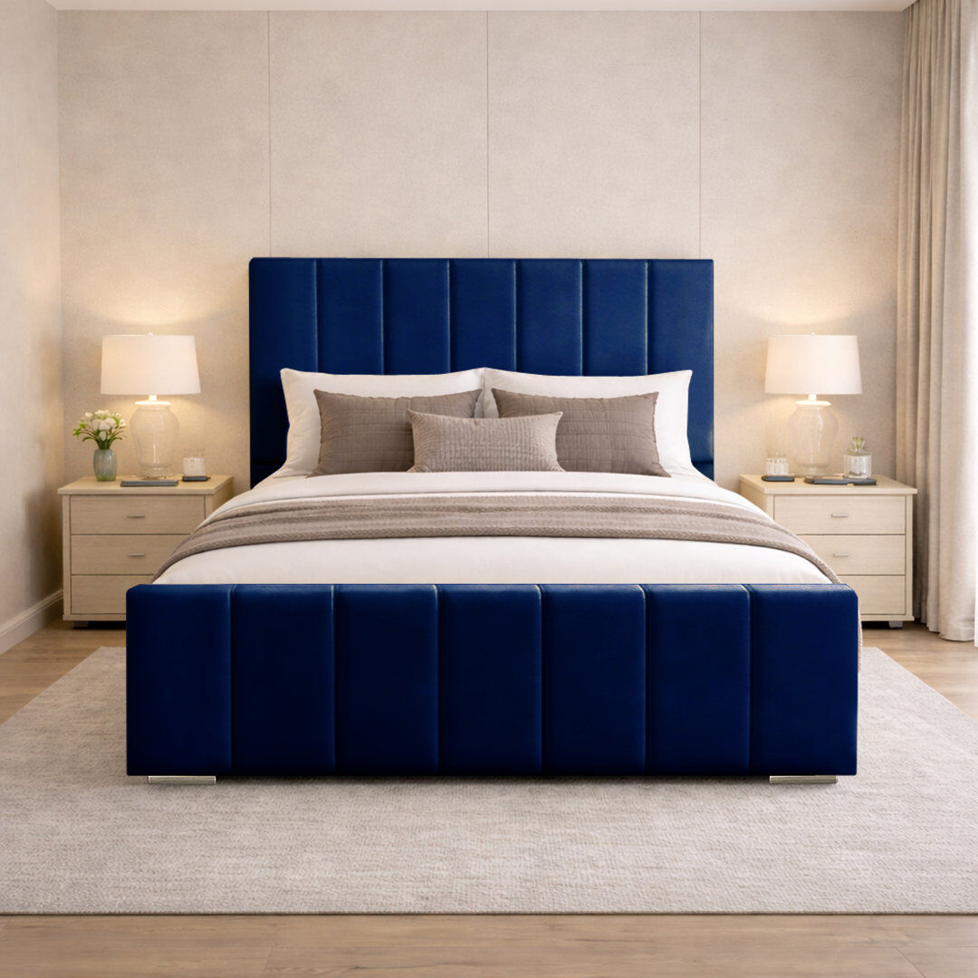Canora Grey Connell Upholstered Bed Frame Marine Single (3')
