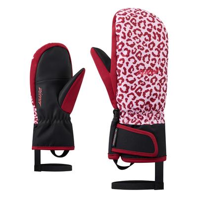 Fäustlinge ZIENER "LAXIA-Z AQUASHIELD PrimaLoft MÄDCHEN", Mädchen, Gr. 6,5, rot (wine pigment), Materialmix, Handschuhe Fäustlinge, wasser-u. winddicht, atmungsaktiv, extra warm durch PrimaLoft